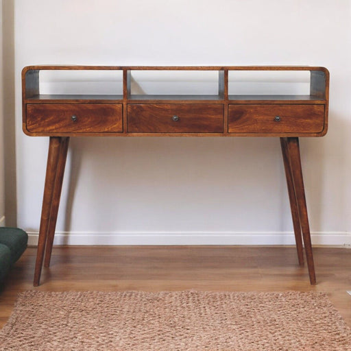 Triple Curved Console Table - Brown - R&R Furniture Gallery (Fountain Valley, CA)