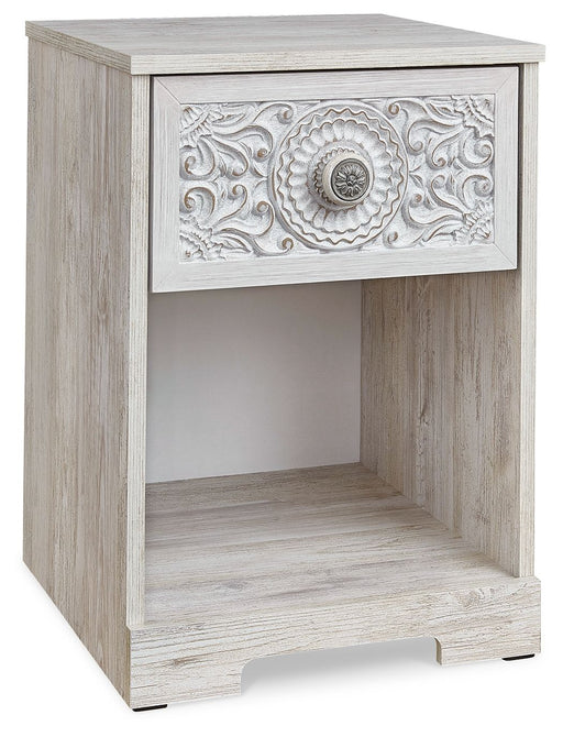 Paxberry - One Drawer Night Stand - Open Cubby - Whitewash - R&R Furniture Gallery (Fountain Valley, CA)