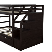 Twin Over Twin Bunk Bed With Twin Size Trundle And 3 Storage Stairs - Espresso - R&R Furniture Gallery (Fountain Valley, CA)