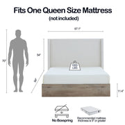 Shelton - Queen Upholstered Wingback Bed With 54" High Headboard - Ivory / Light Gray / Camel Oak - R&R Furniture Gallery (Fountain Valley, CA)