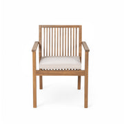 Noble House 5-piece outdoor patio furniture set with acacia wood table and four cushioned chairs, ideal for outdoor dining.