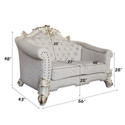 Vendome II - Loveseat With 4 Pillows - Two Tone Ivory Fabric & Antique Pearl - R&R Furniture Gallery (Fountain Valley, CA)