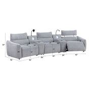 Fullar - RAF Modular Power Motion Recliner - Light Gary Chenille - R&R Furniture Gallery (Fountain Valley, CA)