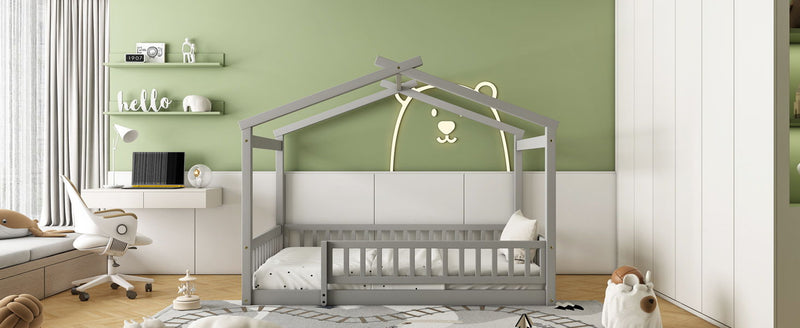 Bed House Bed Frame With Fence - R&R Furniture Gallery (Fountain Valley, CA)