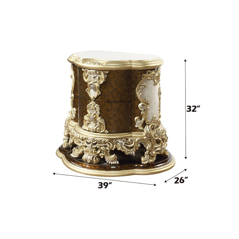Desiderius - Nightstand - Antique Gold & Hand Painted Brown - R&R Furniture Gallery (Fountain Valley, CA)