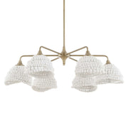 Uttermost Biddeford 6-light beaded pendant light in white hanging from ceiling, decorative pendant lighting fixture.