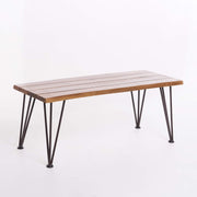 Zion - Outdoor Industrial Iron And Coffee Table - Teak - R&R Furniture Gallery (Fountain Valley, CA)