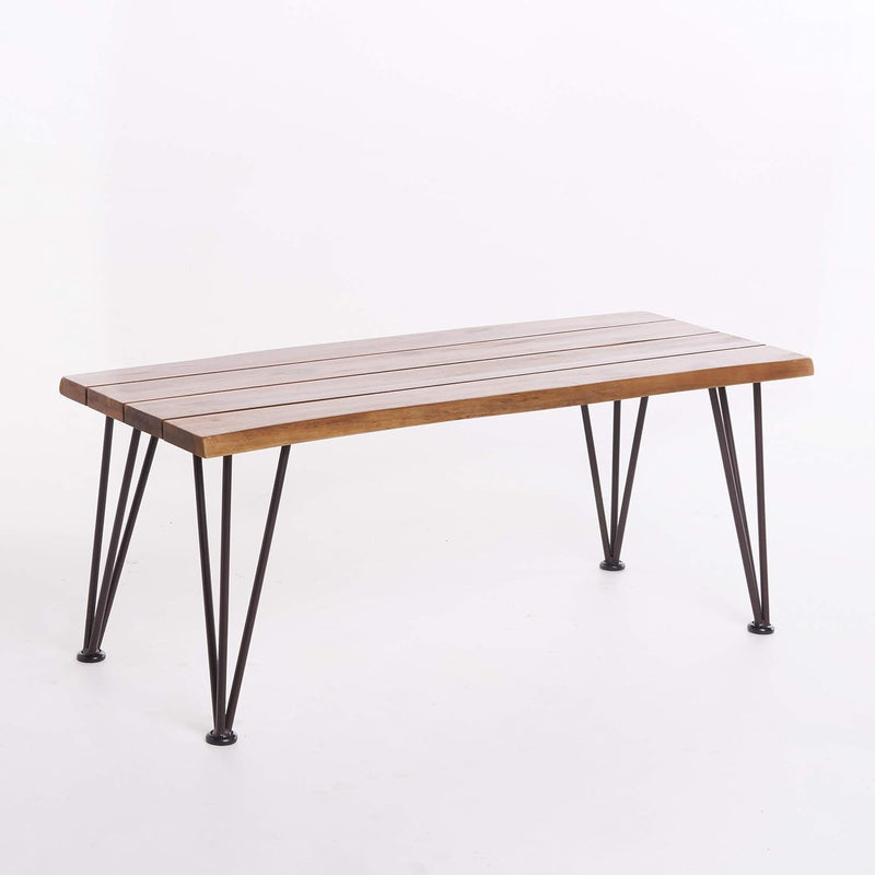 Zion - Outdoor Industrial Iron And Coffee Table - Teak - R&R Furniture Gallery (Fountain Valley, CA)
