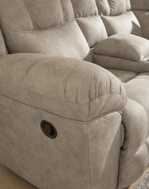 Signature Design by Ashley Pearce-Pike reclining sectional with plush cushions and modern fabric, shown in a living room setting.