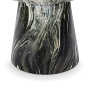 Green Merz outdoor stool and table by Classic Home, versatile end table with a sturdy design for outdoor use.