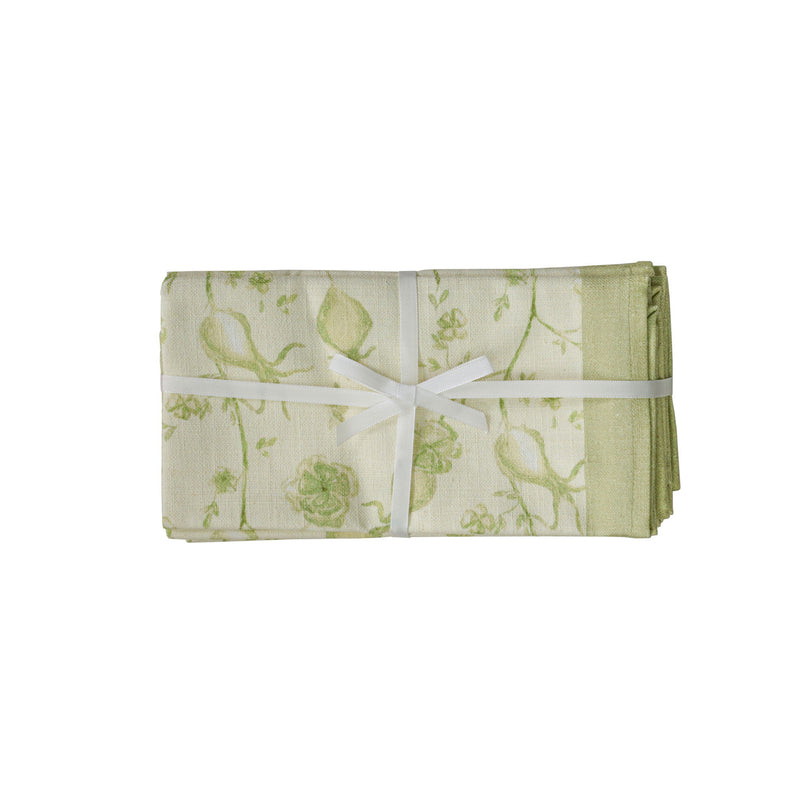 Set of four Dolce natural cotton napkins by TOV Furniture, showcasing soft, neutral-toned fabric with clean edges.