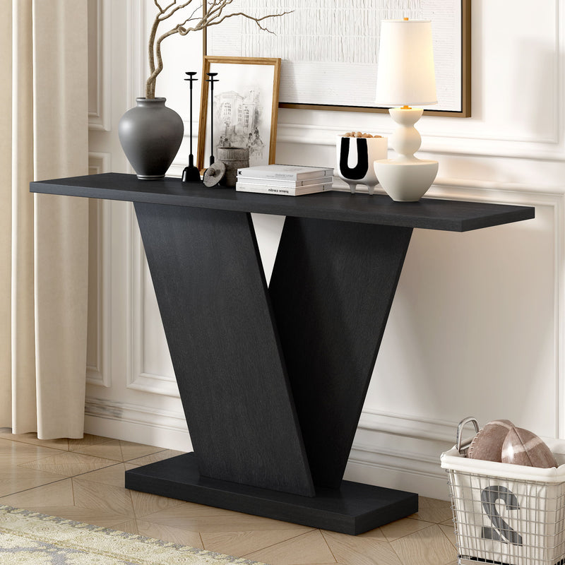 Console Table With V Shape Base, Sculptural Entryway Accent - R&R Furniture Gallery (Fountain Valley, CA)