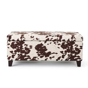 Brown multi storage ottoman by Noble House featuring a cushioned top and spacious interior for versatile home organization.