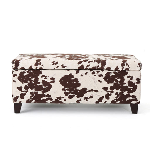 Brown multi storage ottoman by Noble House featuring a cushioned top and spacious interior for versatile home organization.