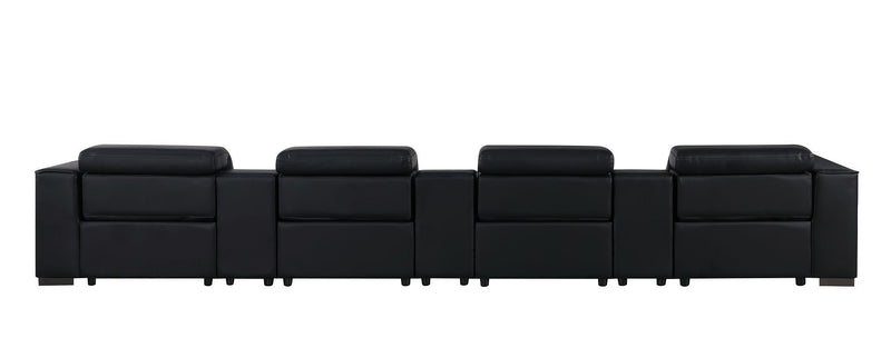 1208 - 7 Piece Leather Sofa With 4 Power Recliners And Power Headrests