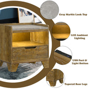 Garcia - Nightstand With LED - Light Brown - R&R Furniture Gallery (Fountain Valley, CA)