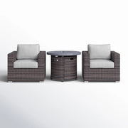 Rattan Patio Set With Comfortable Cushions And Fire Pit - R&R Furniture Gallery (Fountain Valley, CA)