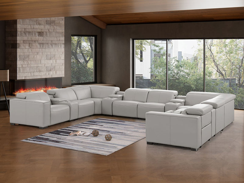 1208 - 12 Piece U Shaped Leather Sectional With 4 Power Recliners & Power Headrest - R&R Furniture Gallery (Fountain Valley, CA)