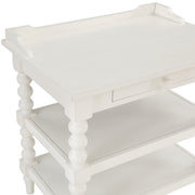 Aria - Nightstand With Styling, 2 Shelves, Pull Out Tray, Spool Turned Legs - Antique White - R&R Furniture Gallery (Fountain Valley, CA)
