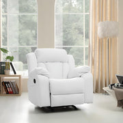 Glory Furniture rocking motion recliner chair with plush cushioning and wooden base, perfect for relaxing and easy to rock.