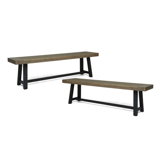 Noble House Cloud outdoor bench with acacia wood frame and slat panel design, perfect for garden or patio seating.