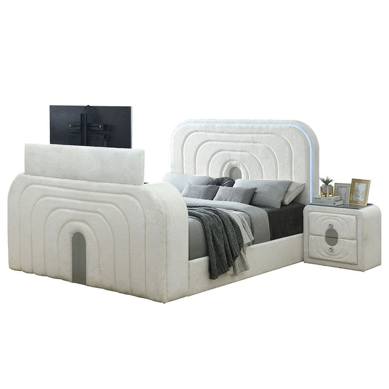 Shelyn - Bed With LED, TV Cabinet, Fireplace & Bluetooth - R&R Furniture Gallery (Fountain Valley, CA)