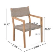 Outdoor Dining Chairs For Patios, Gardens (Set of 2) - Light Brown Multi / Light Teak - R&R Furniture Gallery (Fountain Valley, CA)