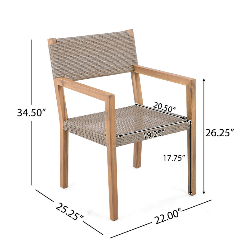 Outdoor Dining Chairs For Patios, Gardens (Set of 2) - Light Brown Multi / Light Teak - R&R Furniture Gallery (Fountain Valley, CA)