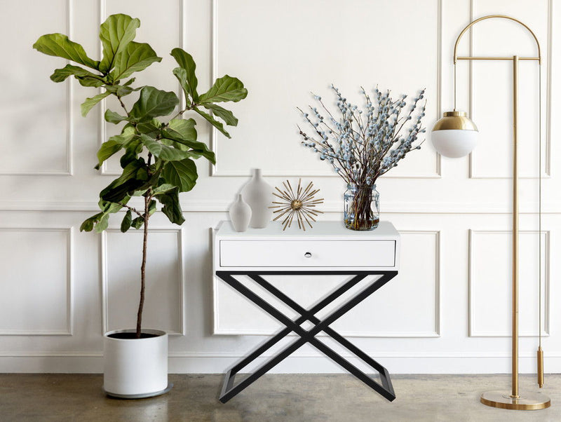 Koda - End Side Table Nightstand, Drawer And Cross Base - R&R Furniture Gallery (Fountain Valley, CA)