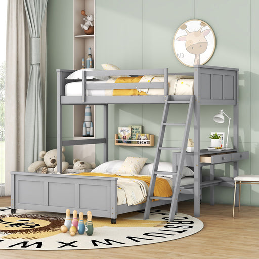 Full Over Full Bunk Bed With Desk - R&R Furniture Gallery (Fountain Valley, CA)