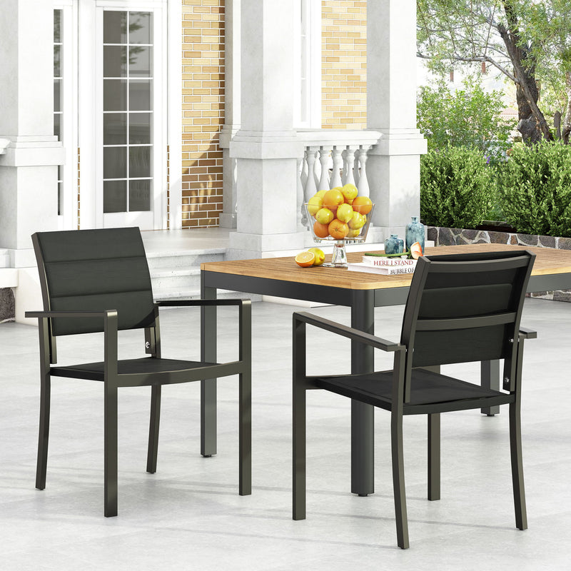 Baird - Outdoor Mesh And Aluminum Dining Chairs - Black - R&R Furniture Gallery (Fountain Valley, CA)