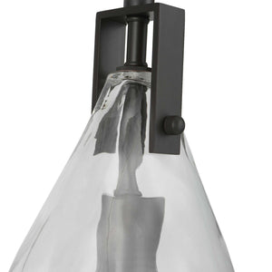 Uttermost Campester 1 Light Watered Glass Mini Pendant in Pearl Silver hanging light fixture with a sleek, modern design.