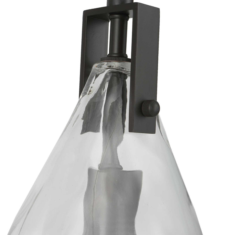 Uttermost Campester 1 Light Watered Glass Mini Pendant in Pearl Silver hanging light fixture with a sleek, modern design.