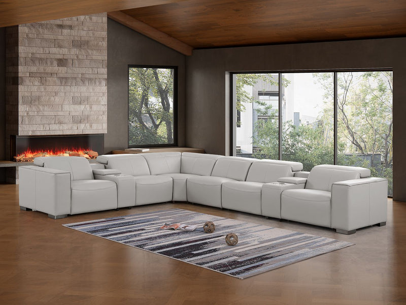 1208 - 8 Piece L Shaped Leather Sectional With 4 Power Recliners & Power Headrests - R&R Furniture Gallery (Fountain Valley, CA)