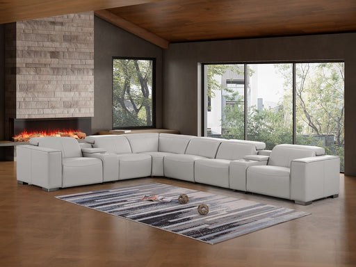1208 - 8 Piece L Shaped Leather Sectional With 4 Power Recliners & Power Headrests - R&R Furniture Gallery (Fountain Valley, CA)