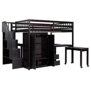 Loft Bed With Stairs, Bookshelf, Drawers, Desk & Wardrobe, Space Saving Multifunctional Furniture - R&R Furniture Gallery (Fountain Valley, CA)