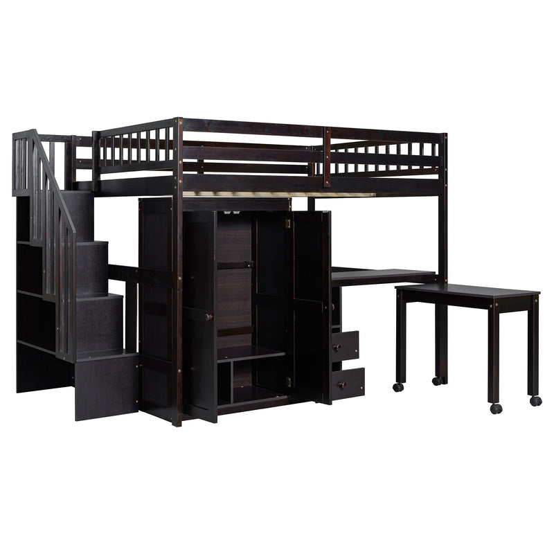 Loft Bed With Stairs, Bookshelf, Drawers, Desk & Wardrobe, Space Saving Multifunctional Furniture - R&R Furniture Gallery (Fountain Valley, CA)