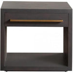 Encore Solid Mango Wood 1-Drawer End Table in Grey Oak Finish w/ Gold Metal Handle