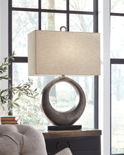 Saria - Metal Table Lamp  - Antique Silver Finish - R&R Furniture Gallery (Fountain Valley, CA)