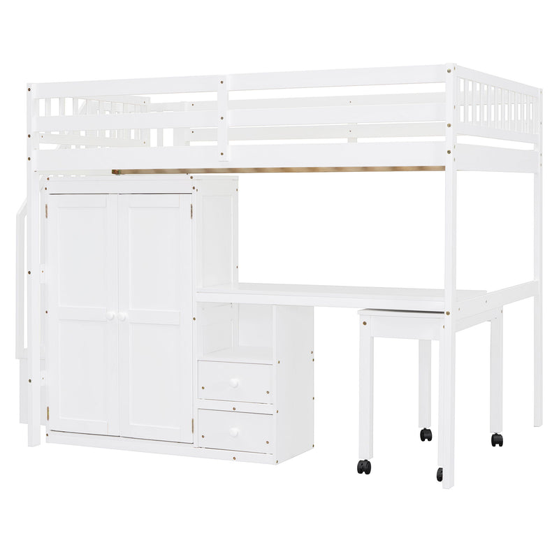 Loft Bed With Stairs, Bookshelf, Drawers, Desk & Wardrobe, Space Saving Multifunctional Furniture - R&R Furniture Gallery (Fountain Valley, CA)
