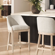 Newport - Coastal Curved Back Upholstered Counter Stool - Two Tone Neutral Gray - R&R Furniture Gallery (Fountain Valley, CA)