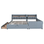 Upholstered Mother & Child Bed With Hydraulic Storage System, Drawer Box, Bedhead Storage Shelf And 2 Pairs Of Sockets & USB Ports - R&R Furniture Gallery (Fountain Valley, CA)