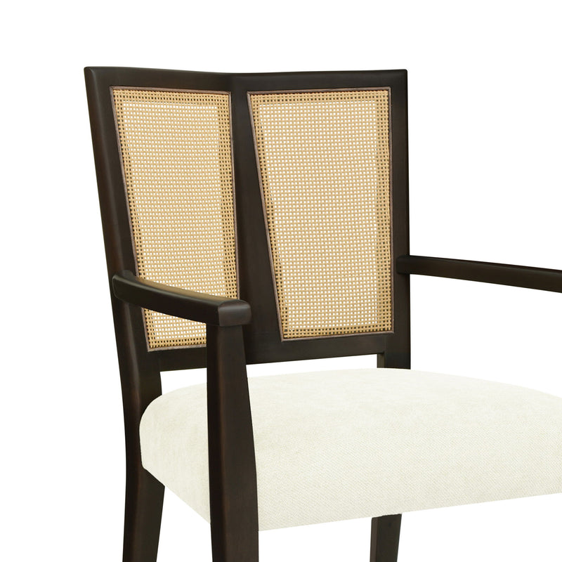 Mid Century Modern Arm Dining Chair Set With Rattan Backrest - R&R Furniture Gallery (Fountain Valley, CA)