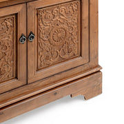 Classic Home Amita 3-drawer 4-door brown buffet cabinet with sleek wood finish and modern design, ideal for dining or living rooms.