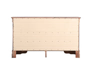 Louis Phillipe bedroom dresser by Glory Furniture showing a wooden dresser with multiple drawers and elegant design.