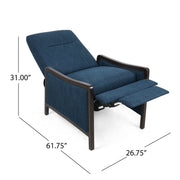 Noble House Drury contemporary fabric upholstered pushback recliner in neutral color with plush cushioning and modern design.
