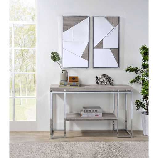 Chafik - Accent Mirror (Set of 2) - Mirrored, Natural Oak & Chrome - R&R Furniture Gallery (Fountain Valley, CA)