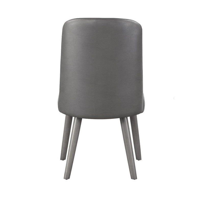 Waylon - Side Chair (Set of 2) - Gray Synthetic Leather & Gray Oak - R&R Furniture Gallery (Fountain Valley, CA)