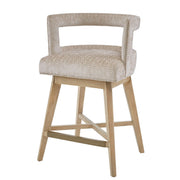 Design Swivel Counter Stool With Low Back Support Polyester And Solid Wood - Cream - R&R Furniture Gallery (Fountain Valley, CA)