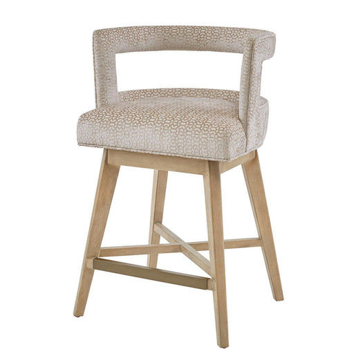 Design Swivel Counter Stool With Low Back Support Polyester And Solid Wood - Cream - R&R Furniture Gallery (Fountain Valley, CA)